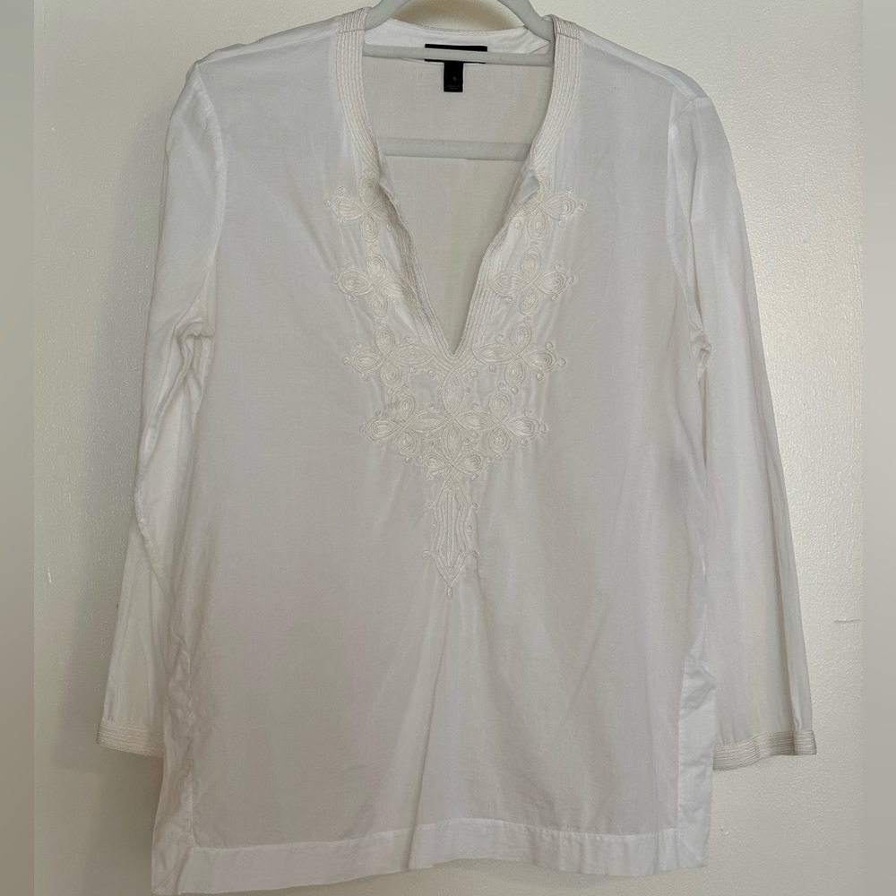 EUC J. Crew 100% cotton tunic top with embroidery